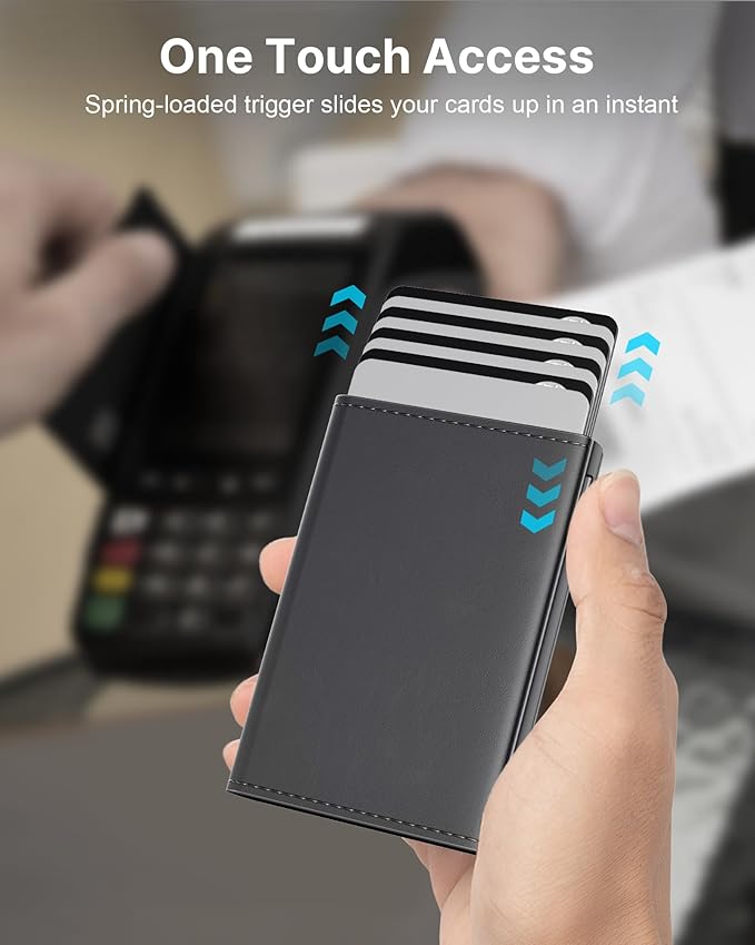 typecase Mens Wallet Card Holder: Pop Up Aluminum Case, Premium Genuine Leather - Image 3