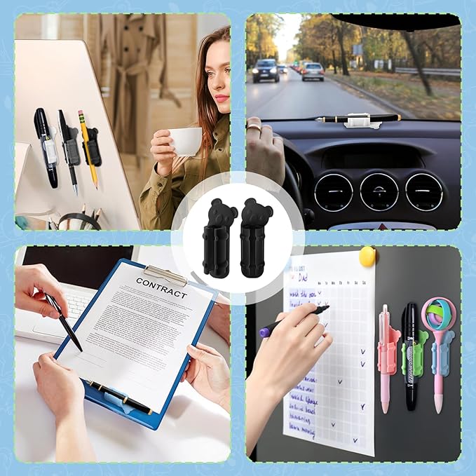 VZZNN 40 Pack Adhesive Pen Holder Clips, Silicone Pencil Holders - Image 6