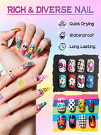 EBANKU 12 Colors Nail Art Pens Set, 3D Nail Polish Pens Acrylic Paint Pens Nail - Image 5