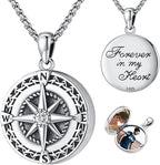 Compass Necklace for Women Men 925 Sterling Silver Pendant Urn Necklaces for by Eusense
