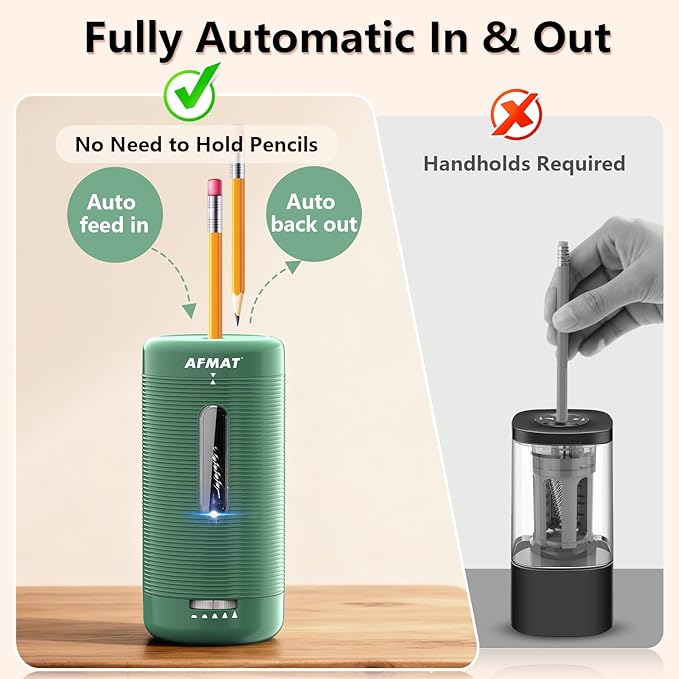 AFMAT Electric Pencil Sharpener, Fully Automatic Pencil Sharpener, Auto in & Out - Image 2