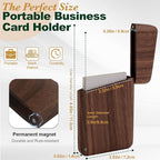 Yookin Wood Business Card Holder Wooden Magnetic Business Card Case Portable - Image 2