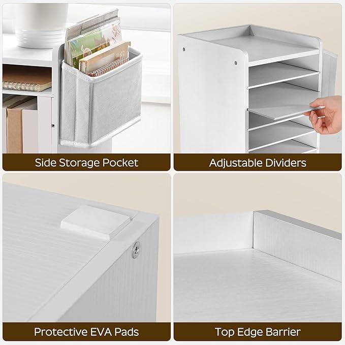 HOOBRO Adjustable Countertop Mail Sorter, 6 Tier Wooden Paper Organizer - Image 8
