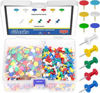 Glarks 1000pcs Vinyl-Coated Thumbtacks and Push Pins Set, Included 500pcs by Glarks