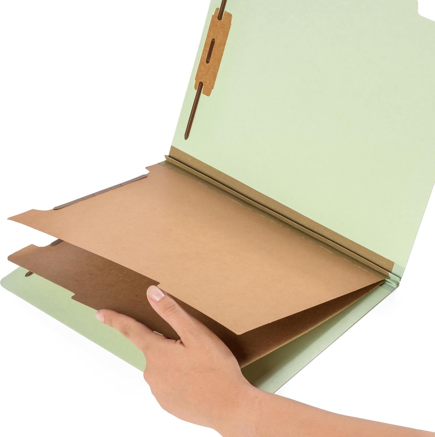 Blue Summit Supplies 10 Classification Folders, 2 Divider, Gray Green | Heavy-duty, letter size, 2 in expansion, 2 prong fasteners, 2 dividers, for medical and legal files