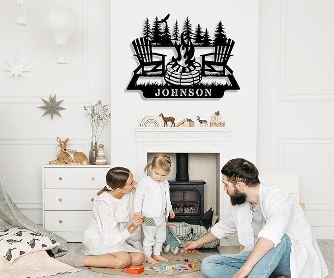 Personalized Campfire Name Metal Signs, Camper Decor, Custom Family Name Sign - Image 3