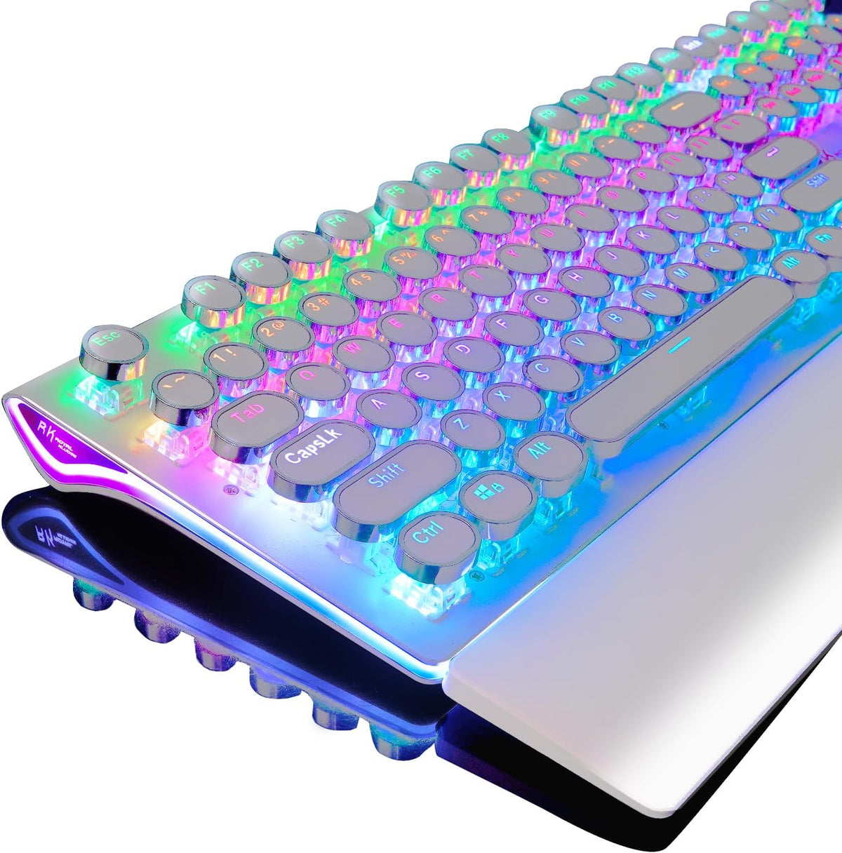 RK ROYAL KLUDGE S108 Typewriter Style Mechanical Gaming Keyboard with RGB Bac...