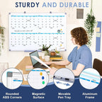 MAKELLO Large Magnetic Dry Erase Calendar Whiteboard Quarterly 36" x 24" - Image 3