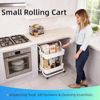 Ufriandz 2 Tier Cart with Wheels Under Desk Storage with Handle, Metal Rolling - Image 8