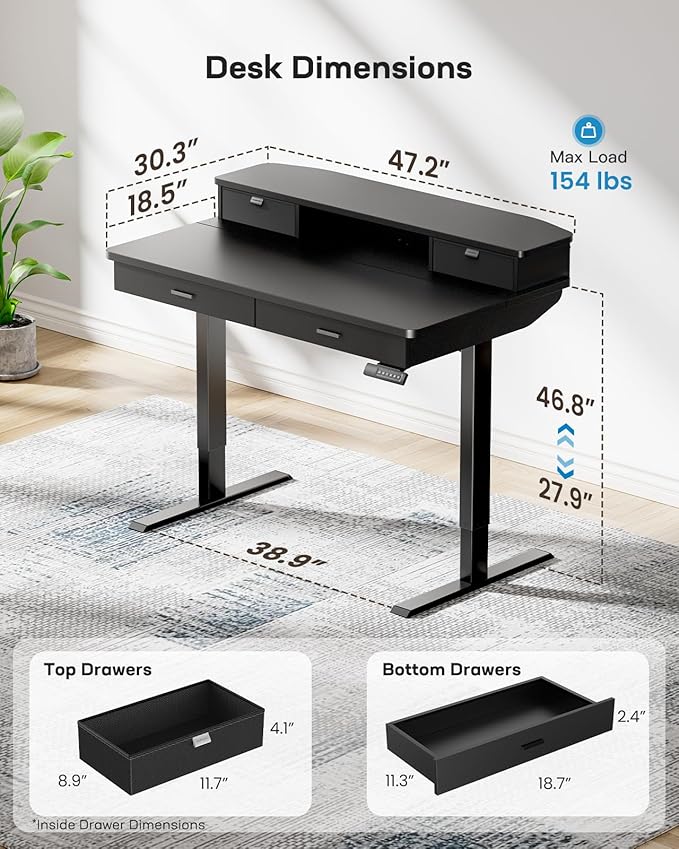 HUANUO 48 x 30 inch Electric Standing Desk - Image 3