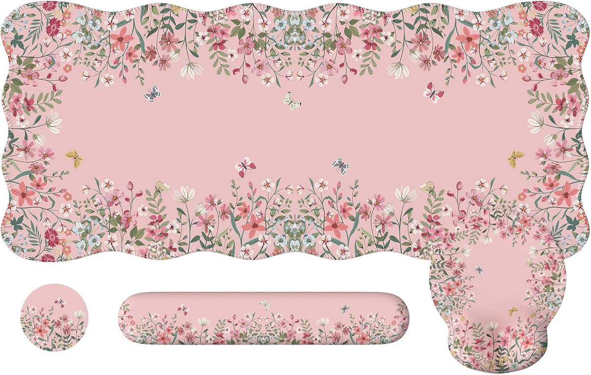 iCasso Pink Keyboard Mat 35.4"x15.7", Desk Protector for Classroom