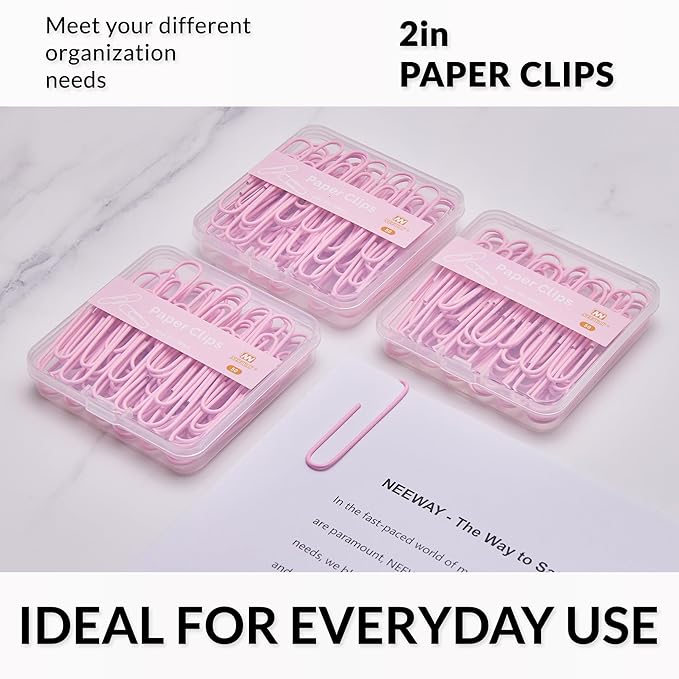 NEEWAY Colorful Large Paper Clips, 2 Inch Jumbo Paper Clips, 3 Pack of 50 - Image 6