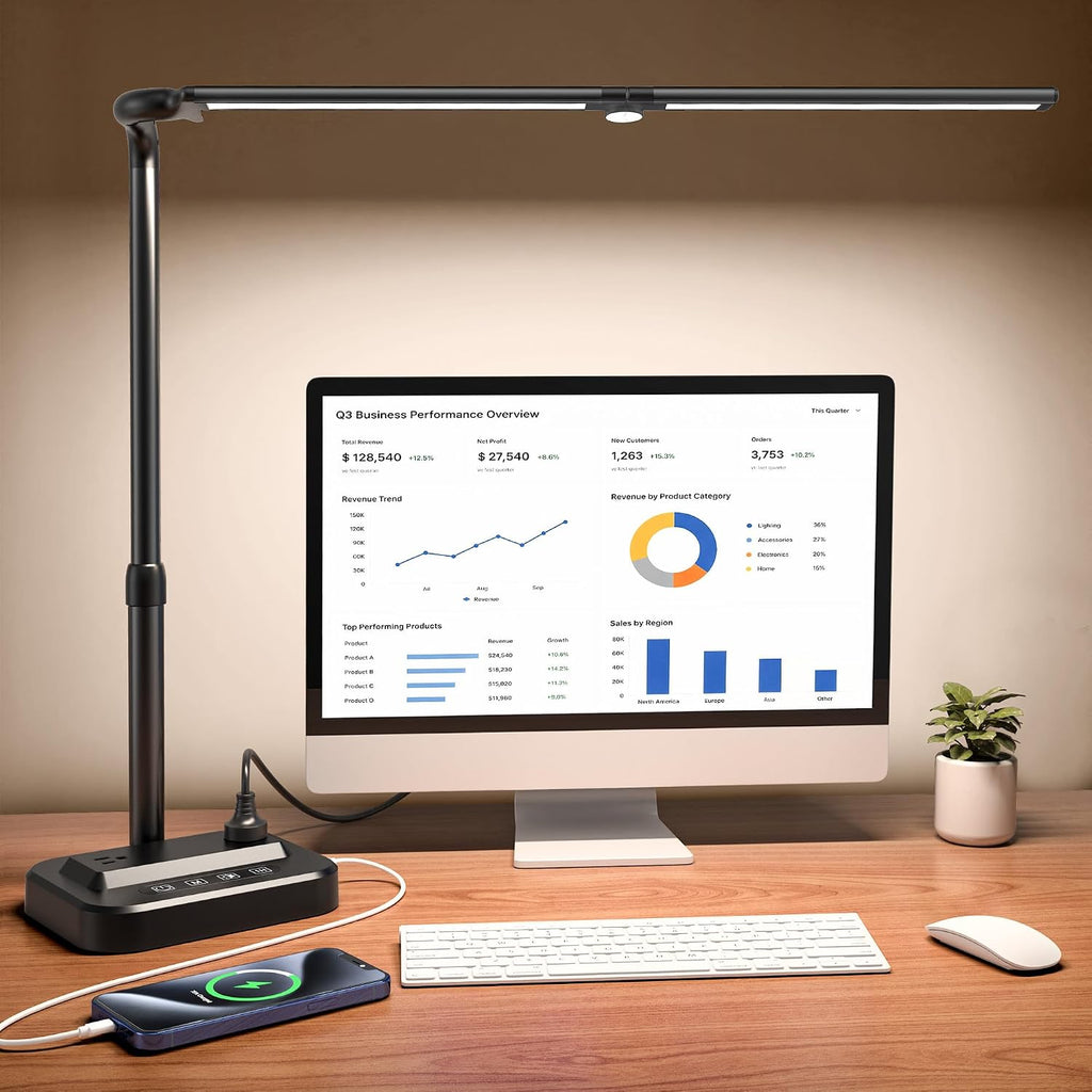 sibrille led desk lamp, ultra wide computer light, main product view