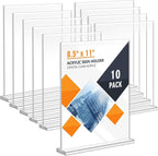 Enayplon Acrylic Sign Holder 8.5 x 11, Double Sided Sign Holder Stand, Plastic by Unknown