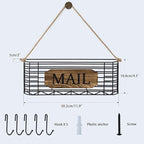SRIWATANA Mail Holder, Rustic Mail Organizer Wall Mount Hanging Mail Sorter - Image 7