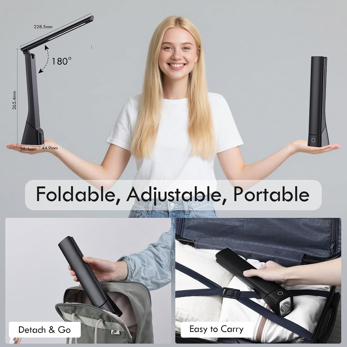 WILIT Rechargeable LED Desk Lamp with Torch Light for Office Home,Cordless Ba...