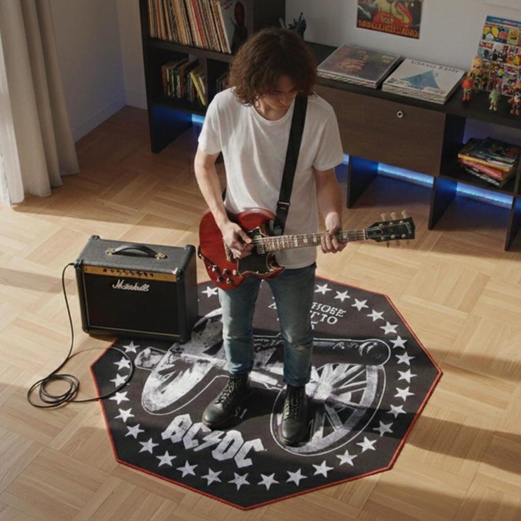 Subsonic - Metal Music Gaming Floor Mat 39.4x39.4 inch - Non-Slip for Office Chairs - Floor and Parquet Protection Mat for Gaming Rooms - Easy to Clean - Black (AC/DC)