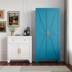 qinptwut 71" metal storage cabinet with doors and showing dimensions
