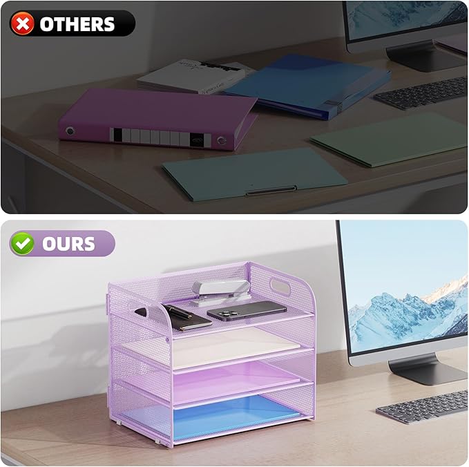 Marbrasse 4 Tier Paper Organizer Letter Tray - Image 2