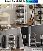 Ardier Media Stand with Two Detachable Baskets, 4-Tier AV Media Stand Corner - Image 7