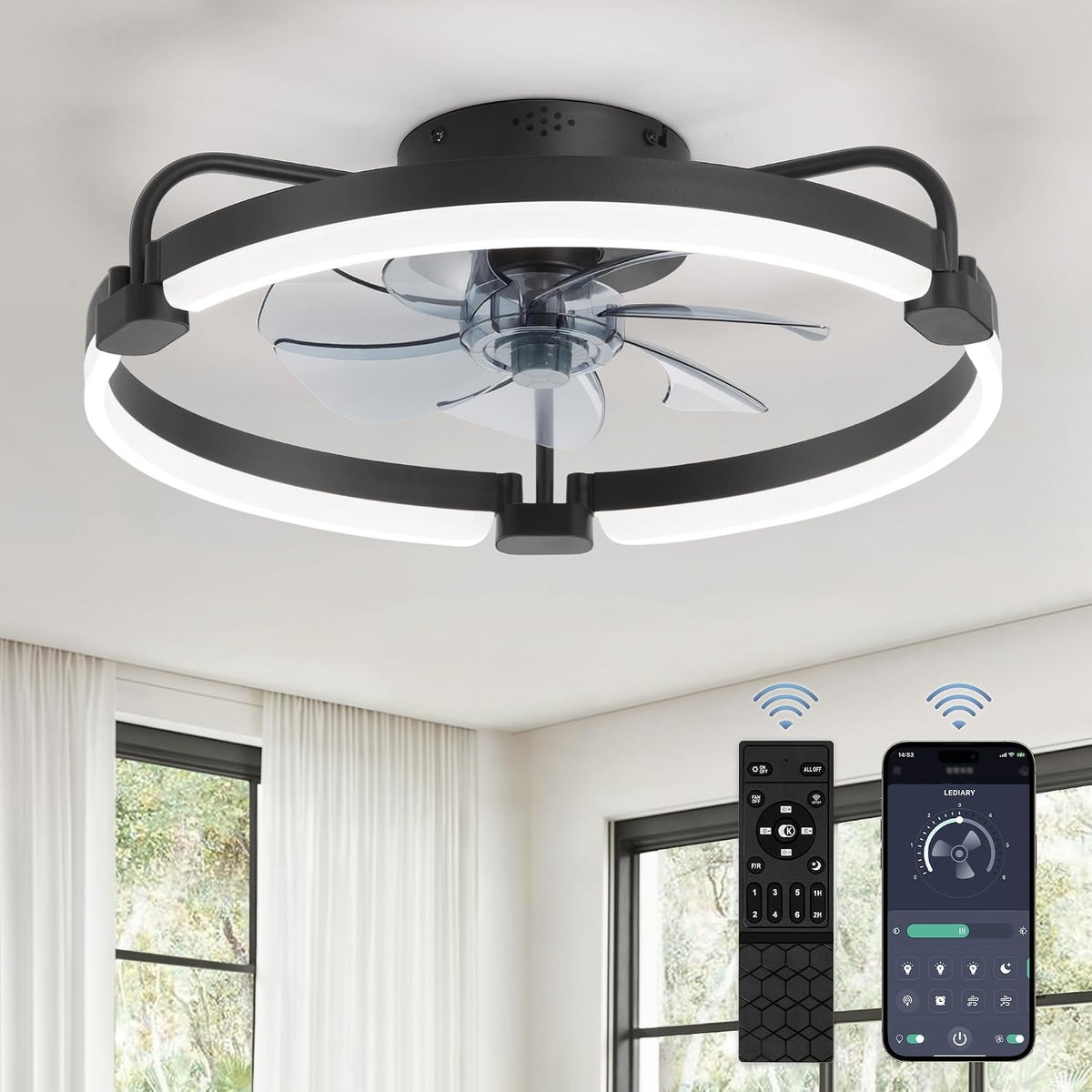 lediary 20" ceiling fans with lights and remote, main product view