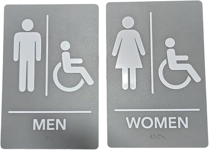 USA Made - Men's and Women's Restroom Signs ADA-Compliant Bathroom Door Signs by RockRidge