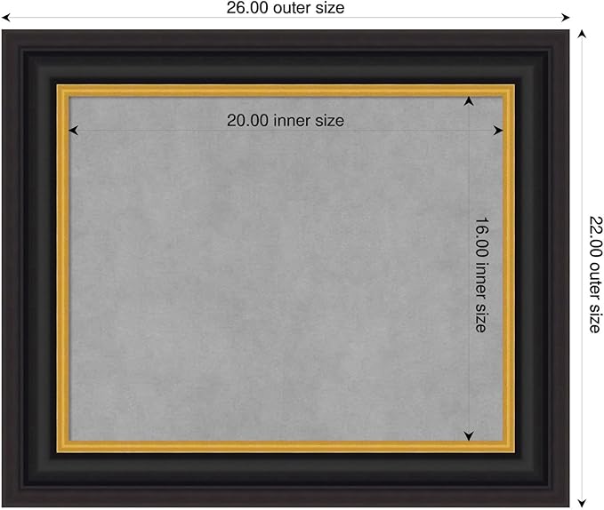 Amanti Art Black Framed Magnetic Board 22x26 Small Vision Board - Image 2