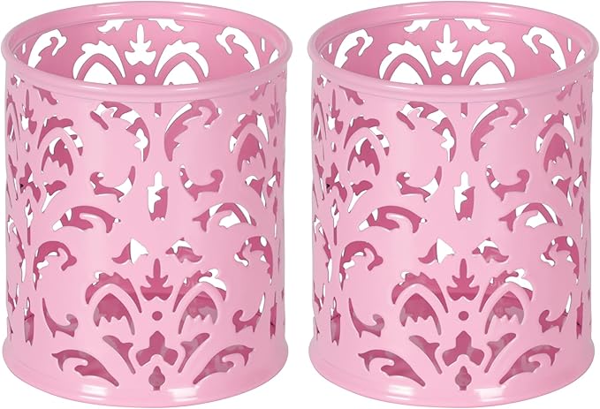 EasyPAG Pink Pen Holder for Desk, 2 Pack Round Pen Organizer, Brush Holder for by EasyPAG
