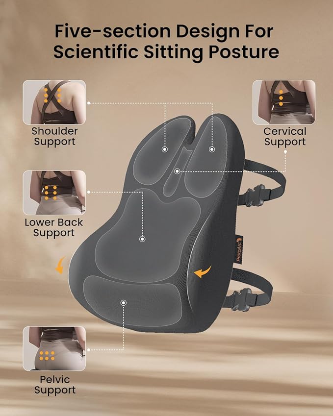 ProtoArc Lumbar Support Pillow for Office Chair, Memory Foam Back Support - Image 4