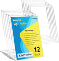 12 Pack Acrylic Sign Holder, Tabletop Plastic Paper Picture Frame Flyer by Argvey