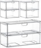 caktraie 6-pack acrylic stackable storage drawers for vanity shown in use