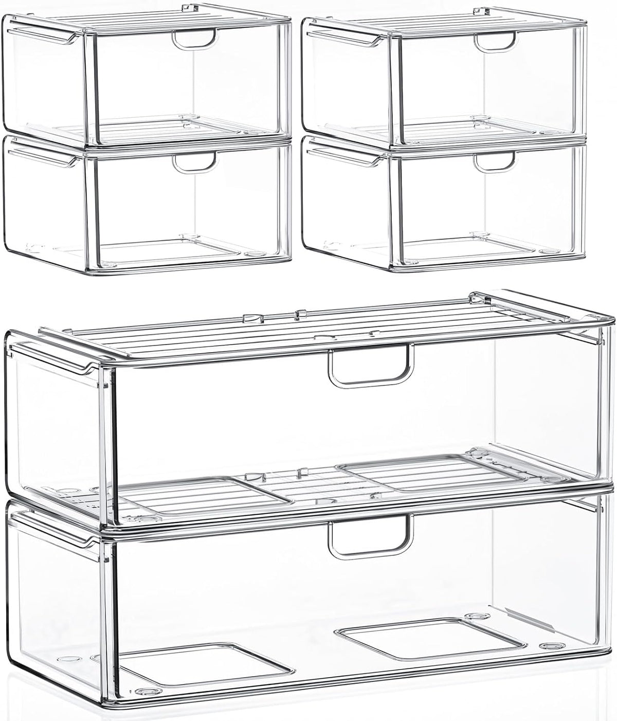 caktraie 6-pack acrylic stackable storage drawers for vanity shown in use