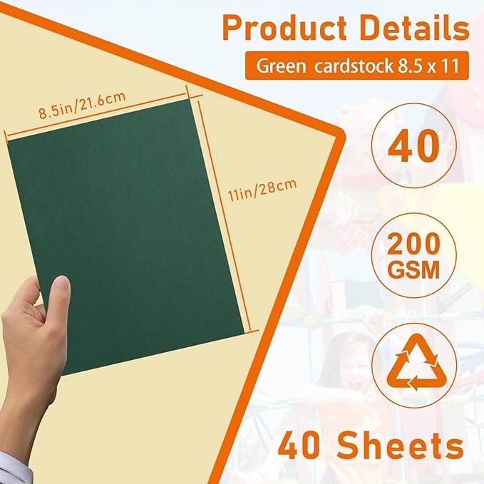 Guakicae 40 Sheets Dark Green Cardstock 8.5 x 11 Craft Paper, 75lb Premium - Image 2