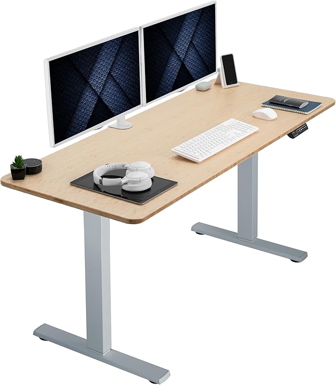 VIVO Electric 60 x 24 in Real Bamboo Standing Desk, Memory Height Adjustment by VIVO