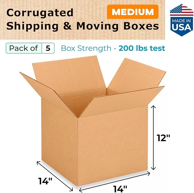 Medium Moving & Shipping Boxes 14 x 14 x 12 inches - Image 2