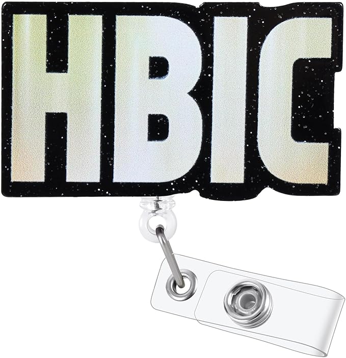 HBIC Funny Badge Reel | Retractable ID Card Sarcasm Badge Holder | Name Tag by BVIIE