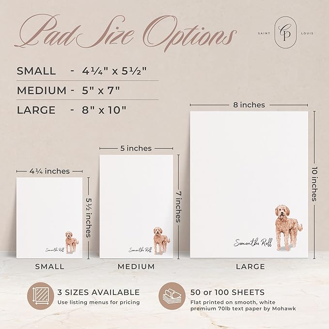 Personalized Stationery Dog Themed Note Pads, Choose from 85 Breeds Dog - Image 4