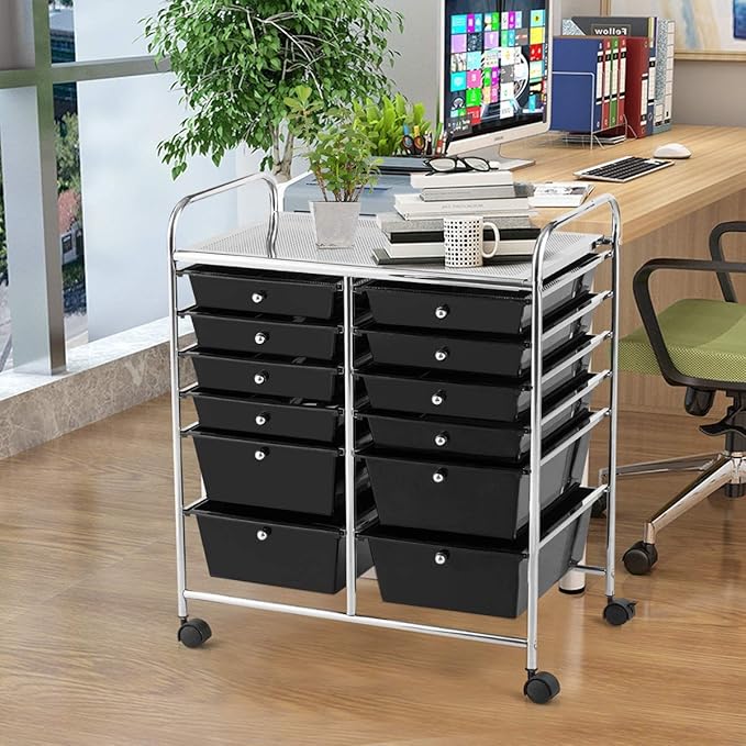 Giantex 12 Drawer Rolling Storage Cart Tools Scrapbook Paper Office School - Image 4