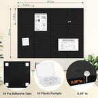 Smarpau Large Cork Board for Walls, 12 Pack Square Bulletin Board, Felt Wall - Image 3