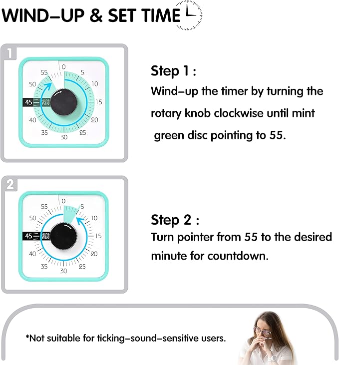 TWENTY5 SEVEN Countdown Timer 7.5 inch; 60 Minute 1 Hour Visual Timer – - Image 3