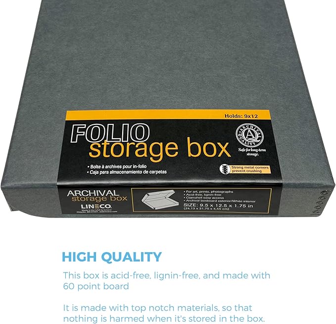Lineco, 9x12 Gray Clamshell Archival Folio Storage Box, 1.75 Depth, - Image 5