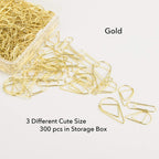 300 Pcs Cute Gold Teardrop Paper Clips Bulk Assorted Sizes