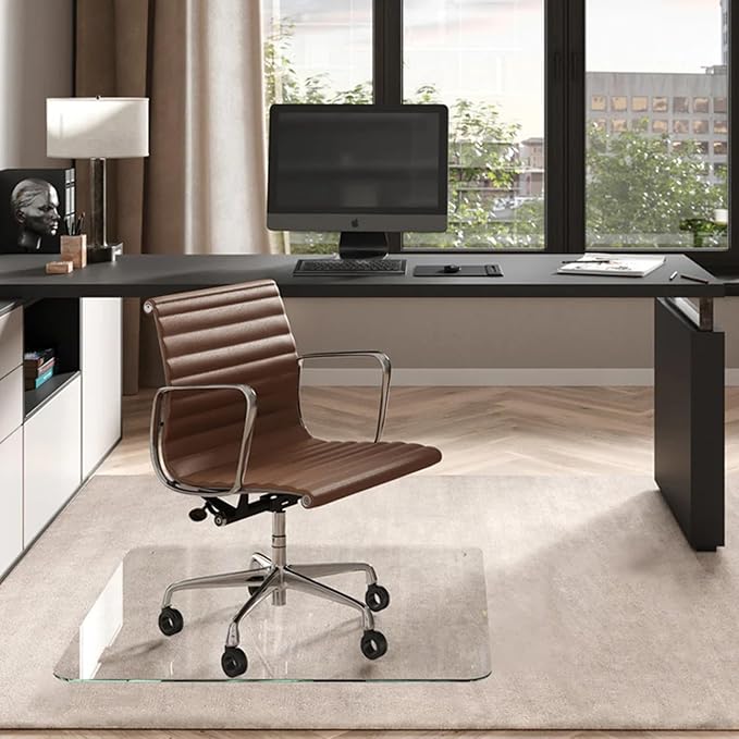 Vitrazza Glass Chair Mat 42” x 42” Superior ¼ Thick, Luminoso Low-Iron Ultra by VitrazzaGlassOfficeChairMats