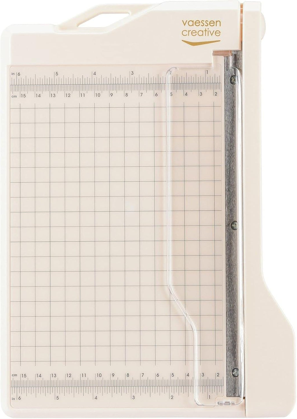 Vaessen Creative Trim Easy Guillotine Cutter, 6 x 8.5 inches, Trimmer for Cutting Paper, Cardstock, Foam, Felt, Cork Sheets and Other Craft Materials, White/Pink