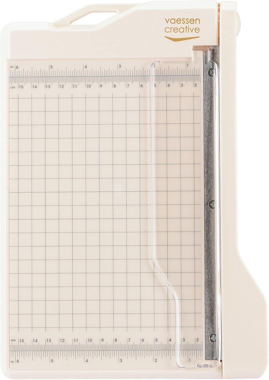 Vaessen Creative Trim Easy Guillotine Cutter, 6 x 8.5 inches, Trimmer for Cutting Paper, Cardstock, Foam, Felt, Cork Sheets and Other Craft Materials, White/Pink