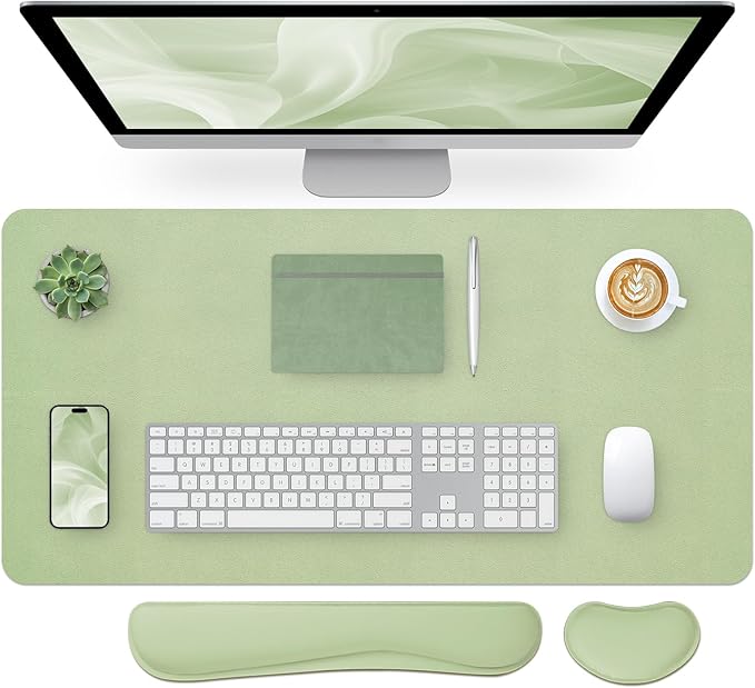 Bloss Leather Desk Mat and Keyboard Wrist Rest, Large Mouse Pad + Keyboard by Bloss