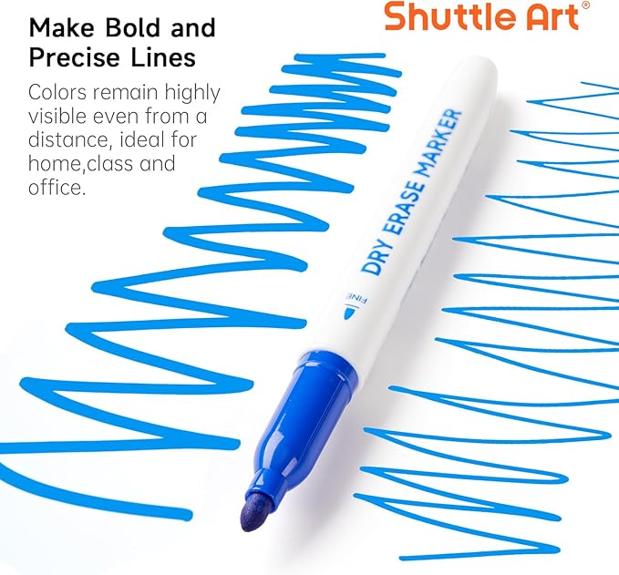 Shuttle Art Blue Dry Erase Markers, 60 Pack Magnetic Whiteboard Markers - Image 2