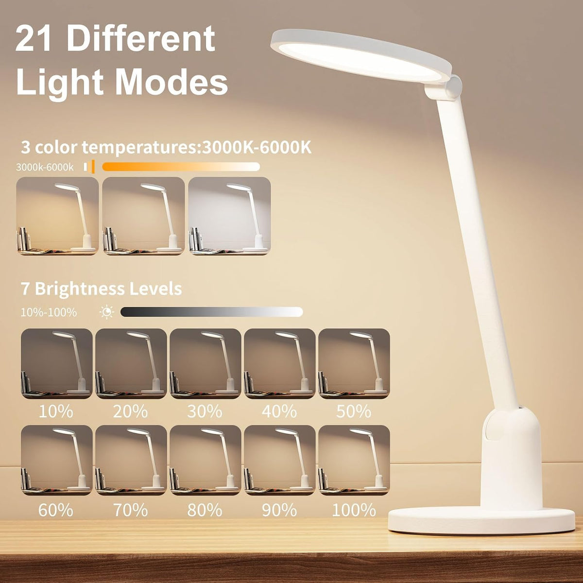 kitloo desk lamps for home office with stable, side view