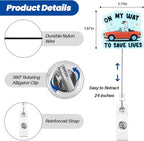 On My Way To Save Lives Funny Silly Goose Nurse Badge Reel, Cute Paramedic - Image 2