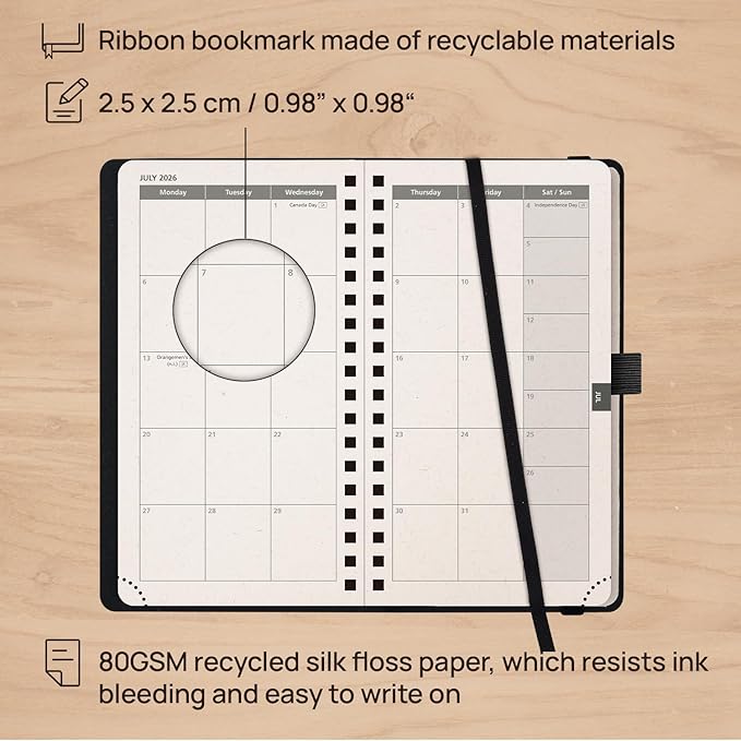 POPRUN 2026 Recycled Weekly Planner 12 Months Pocket Size - Image 4